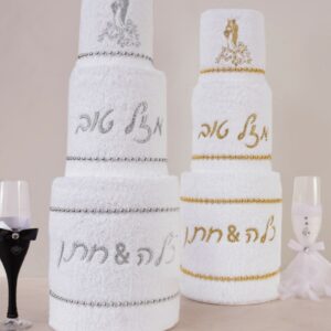 עוגת מגבות ברכה רקומות לחינה